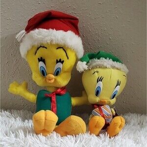 Vintage 1998 Christmas Tweety Birds looney tunes warner bros. Stuffed Animals